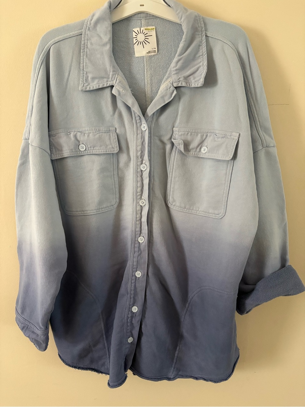 OFFLINE by Aerie Throwback Shacket in Eyelet Blue Ombre -L - Picture 3 of 7